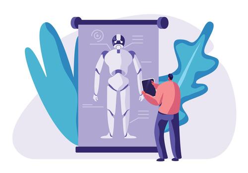 Engineer Create Robot Artificial Intelligence vector