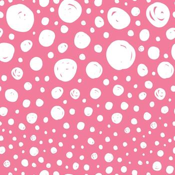 Seamless pattern with abstract dots. White polka dots on pink background. Dotted texture illustration. vector