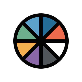 un vistoso circulo dividido dentro ocho distinto segmentos con varios matices en un blanco antecedentes vector