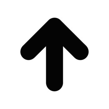 negro redondeado flecha señalando hacia arriba en un limpiar sencillo estilo en un blanco antecedentes vector