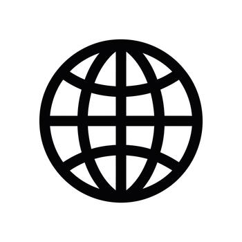 un minimalista negro globo cuadrícula icono representando global comunicación y Internet acceso en un blanco lona vector