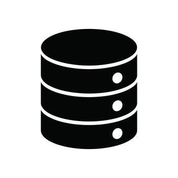 negro sólido base de datos servidor icono representando organizado digital información almacenamiento y tecnología infraestructura sistemas vector