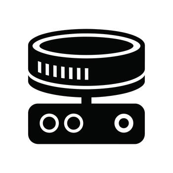 negro sólido icono representando un base de datos servidor o datos almacenamiento unidad en un blanco antecedentes vector