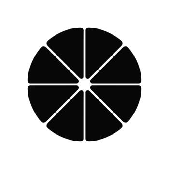 negro segmentario circulo icono parecido a un cortar Fruta o tarta gráfico en un blanco antecedentes vector