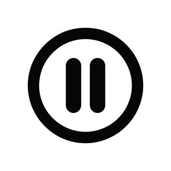 A black circular pause button icon representing a momentary stop in media playback or activity vector