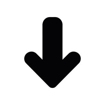 A rounded black arrow pointing downwards signals direction for scrolling or downloading data vector