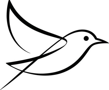 Minimalist continuous line art drawing of a bird in flight on a white background vector