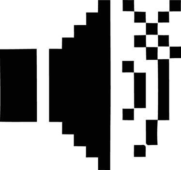 A pixelated sound icon where the sound waves are dissolving into individual blocks vector