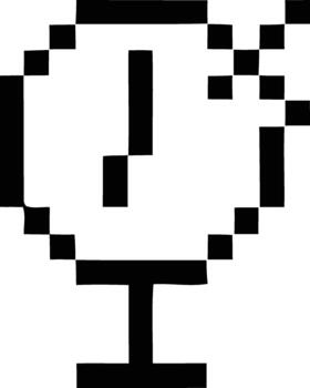 Pixel art clock icon showing time running out or digital decay on a white background vector