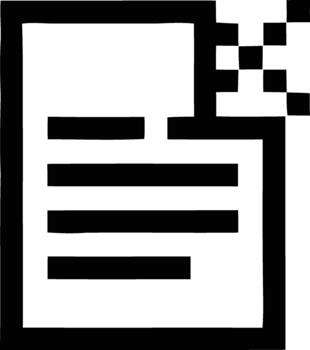 Corrupted document file icon showing pixelation and data loss effect vector