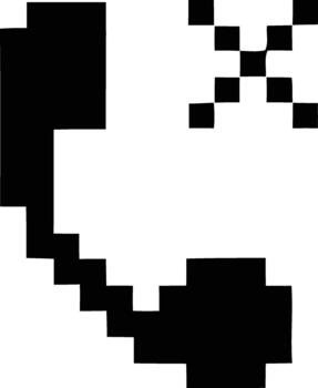 píxel Arte icono de un teléfono receptor con un 'X' marca representando llamada cancelación vector