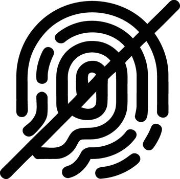 acceso negado biométrico seguridad icono presentando un tachado huella dactilar símbolo vector