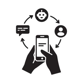 ai cliente Servicio lazo presentando chatbot y móvil dispositivo Interacción vector