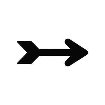 un sólido negro flecha señalando directamente hacia el Derecha lado en un claro blanco superficie vector