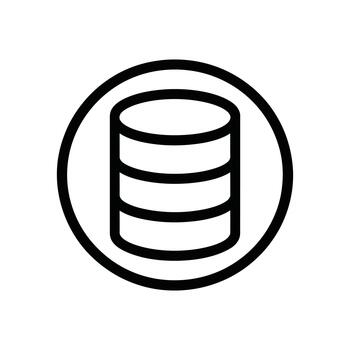un claro contorno icono representa un cilíndrico base de datos servidor representando datos almacenamiento y información administración vector