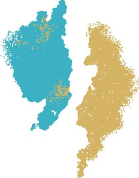 Abstract Blue and Gold Paint Blobs Isolated vector