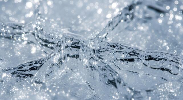 Sparkling Blue Ice Abstract Texture with Shimmering Light Bokeh photo