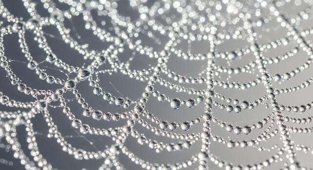 Shimmering Dew Drops on Spider Web Macro Background photo