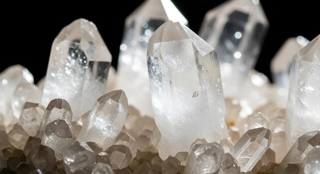 Clear Quartz Crystal Cluster Macro Shot photo
