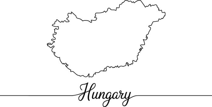 contorno mapa de Hungría con país nombre fronteras vector
