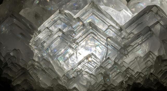 Crystal Cubes Macro Photography Prismatic Light Reflections Mineral Structure photo