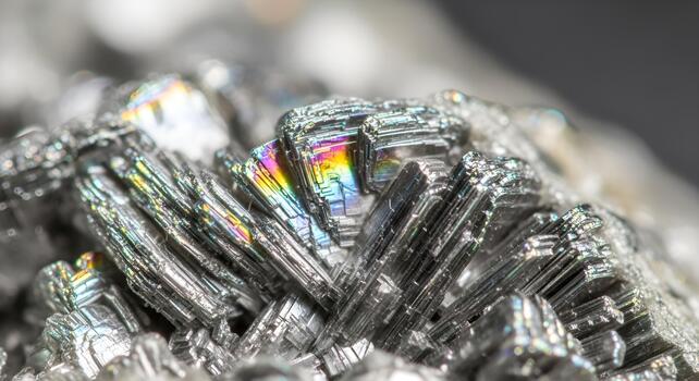 Iridescent Metallic Crystal Structure Macro Science Abstract photo