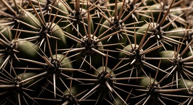Close-up Macro Shot of Sharp Cactus Spines Texture and Detail photo
