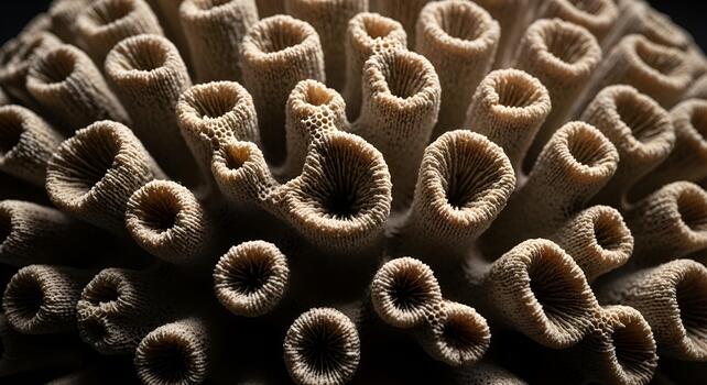 Macro view of natural dried coral polyps structure texture photo