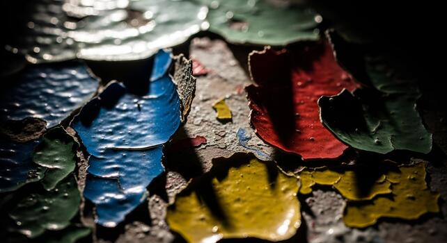 Peeling Multicolored Paint Chips Texture Macro Abstract Surface photo