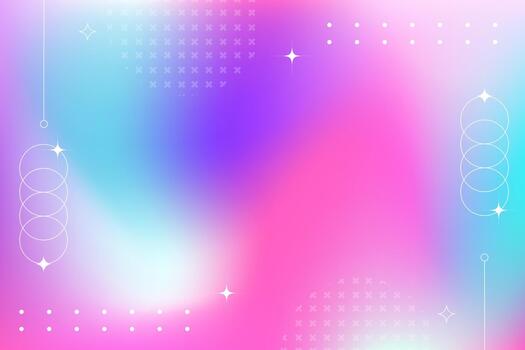 Vibrant holographic gradient background with abstract geometric shapes and sparkling neon light accents for modern design vector