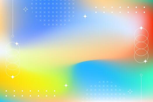 Vibrant holographic gradient background with abstract geometric shapes and bright neon color transitions for design vector