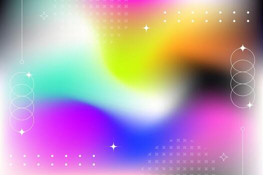 Vibrant holographic gradient background with abstract geometric shapes and bright neon color transitions vector