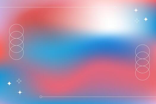 Vibrant red and blue gradient background with minimalist white geometric shapes for modern design use vector