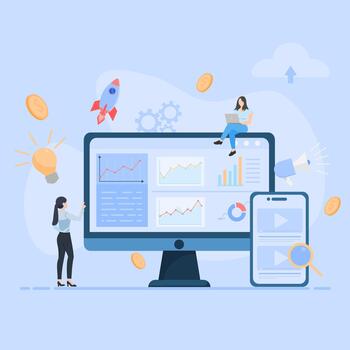 Digital Marketing Strategy Banner Design with Data Analysis vector