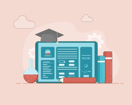 Web-Based Exam Illustration with Score and Progress Display vector