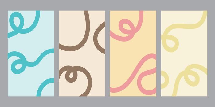 un de moda conjunto de resumen antecedentes. vistoso lineal elementos. olas y bucles a rayas antecedentes. vector