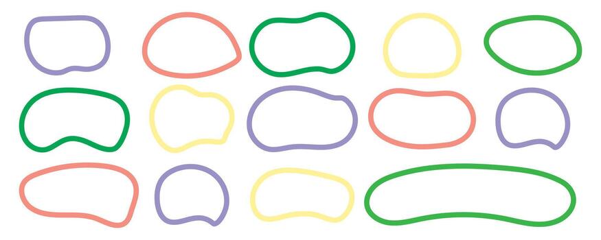 un grande conjunto de vistoso texto marcos en garabatear estilo. vector