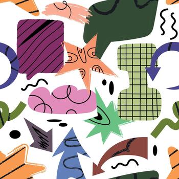 seamles modelo de diferente formas con garabatear patrones vector