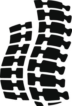Bold black tire track design on a clean white background, showcasing a strong and dynamic pattern. vector