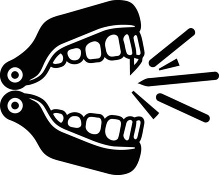 Open Mouth with Sharp Teeth and Sound Waves. vector