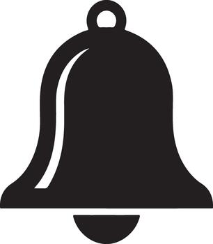 Black bell with loop and clapper on white background silhouette symbol vector