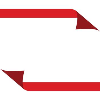 Red ribbon corners curl back revealing white space for text or design vector