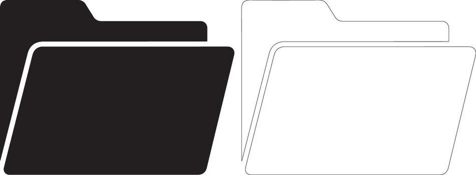 Two overlapping black and white folder with rounded corners and a subtle shadow effect vector