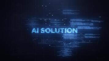 AI Solution Word on Dynamic Technology Background video