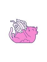 starburst effekt animering av tecknad serie katt spelar med boll av sträng video