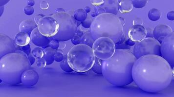 astratto blu viola 3d galleggiante sfere animazione video