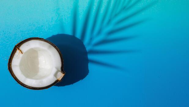 Sliced Sphere on Azure Surface. A Study in Light and Shadow, Texture and Form. photo