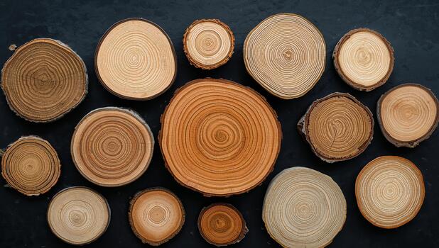 Sliced Timber Abstraction. A Study in Circular Forms and Textural Contrasts. photo