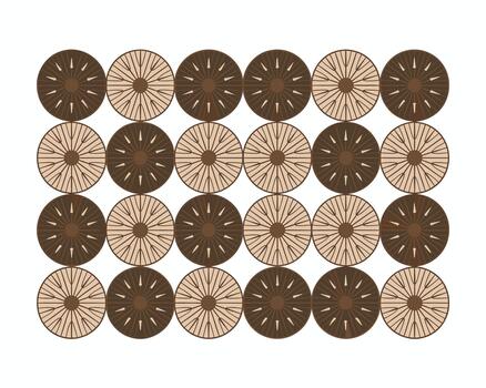 marrón y beige circular patrones arreglado en un cuadrícula vector