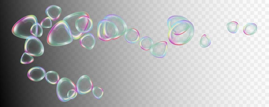 Realistic soap bubble element floating , creating a playful. Bubbles in various sizes, reflecting light vector